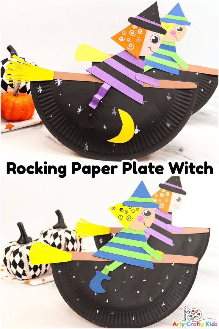 paper plate witch craft for kids to make