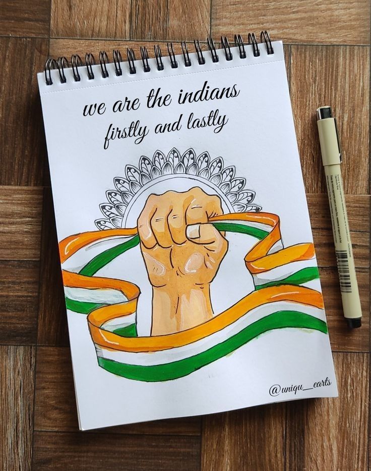 a notepad with a drawing of a fist and the words we are the indians, liberty and tasty