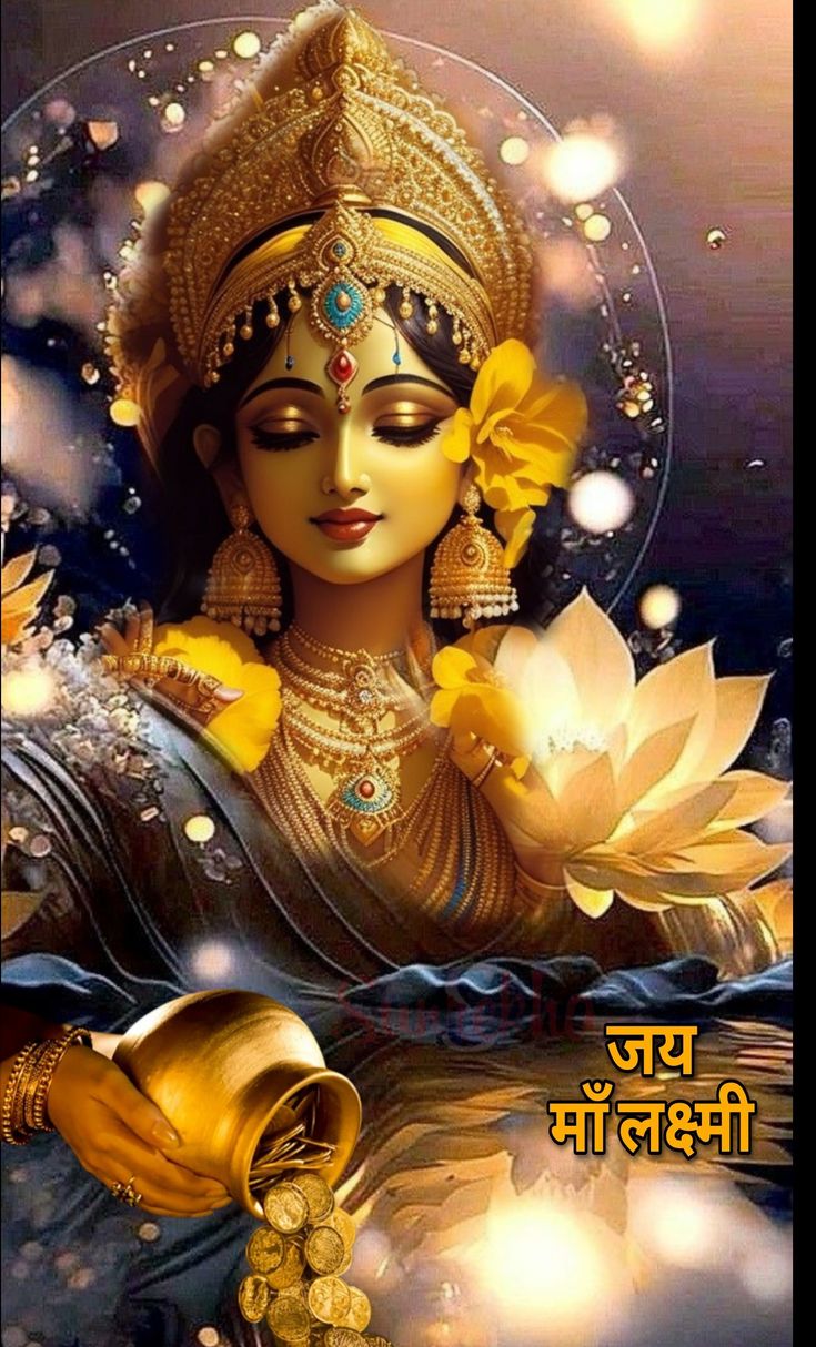 an image of the hindu goddess with flowers in her hair