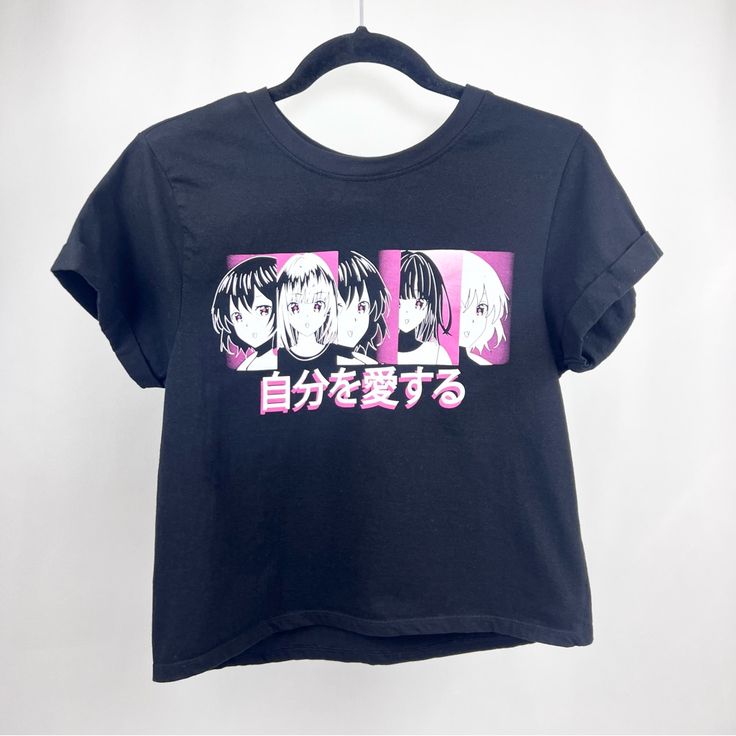 Never Used Black And Pink Crop Anime T-Shirt Size S Small Women Crop Top Goth, Punk, Festivals Motivated Seller I’m Moving And Need To Flight Light. Clearing Out My Home. Make Me An Offer :) Ships Next Day Edgy Anime Print T-shirt For Alternative Fashion, Punk Graphic Print T-shirt For Cosplay, Halloween Anime Print Grunge T-shirt, Black Y2k Anime Print T-shirt, Punk Anime Print T-shirt For Cosplay, Emo Black T-shirt With Graphic Design, Black Y2k Graphic Tops, Emo Graphic Print T-shirt For Cosplay, Edgy Graphic Print Top For Cosplay