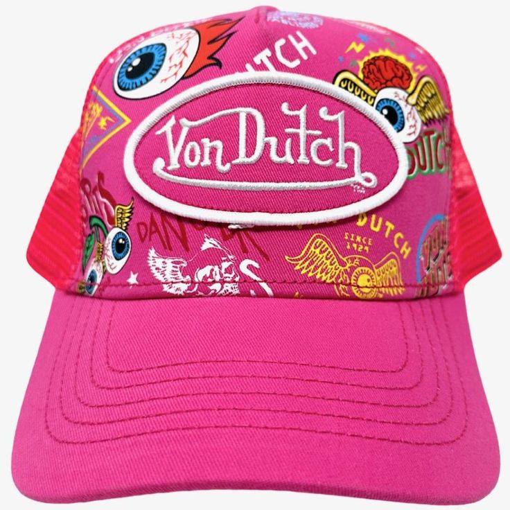 * Von Dutch Unisex Trucker * Authentic With Tag * Pink With White/Pink Logo Patch * Breathable Pink Mesh Panels * Underneath Print On The Bill * Curved Bill * Inner Moisture Sweatband * Inner Von Dutch Tape Lining * Rear Logo Label With Embossed Von Dutch Logo At Snapback Closure * 50% Cotton, 50% Polyester * Von Dutch Hologram Authenticity Decal Underneath Bill * Mpn Vdht5006 * Color Pink * Msrp $89 **Beware Of Fakes. They Will Not Have Hologram Decal, Von Dutch Tag, Von Dutch Tape Lining, Embo Flying Eyeball, Chief Keef, Von Dutch, Logo Label, Pink Logo, Vintage Streetwear, Embroidered Patch, Snapback Cap, Embroidered Patches