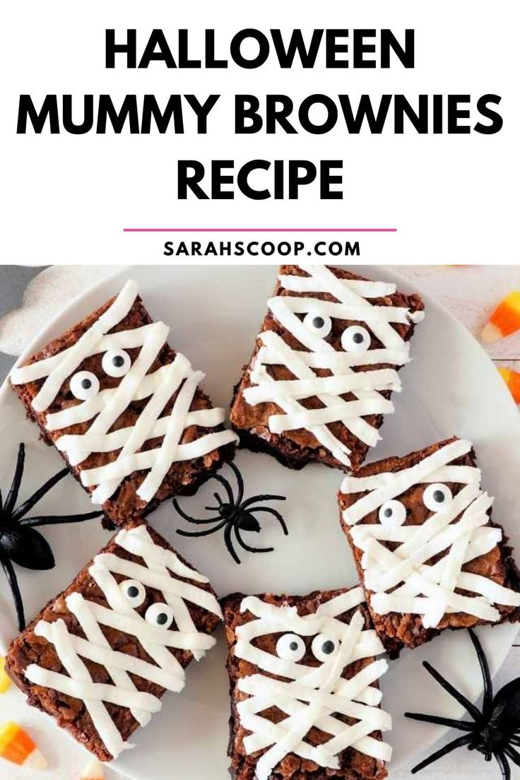 halloween brownies with white icing on a plate