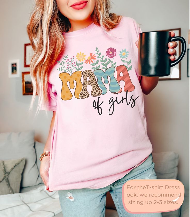 This girl Mama shirt is so cute, retro, and trendy for this season! The comfort colors tees are so comfy and trendy, & now adorable when sized up 2-3 sizes and worn oversized or even as a cute tshirt dress!  Would be the perfect gift for yourself or that special Mama friend!   Comfort Colors introduces its garment-dyed t-shirt; a fully customizable tee made 100% with ring-spun cotton. The soft-washed, garment-dyed fabric brings extra coziness to your wardrobe while the relaxed fit makes it an excellent daily choice. The double-needle stitching throughout the tee makes it highly durable while the lack of side-seams helps the shirt retain its tubular shape. .: 100% ring-spun cotton .: Medium fabric (6.1 oz/yd² (206.8 g/m .: Relaxed fit .: Sewn-in twill label Cute Oversized T-shirt For Spring, Cute Soft-washed Pink Top, Cute Pink Soft-washed Tops, Cute Spring Letter Print T-shirt, Trendy Pink Tops For Mother's Day, Trendy Pink Top For Mother's Day, Cute Soft-washed Pink T-shirt, Casual Oversized Tops For Mother's Day, Pink Casual T-shirt For Mother's Day