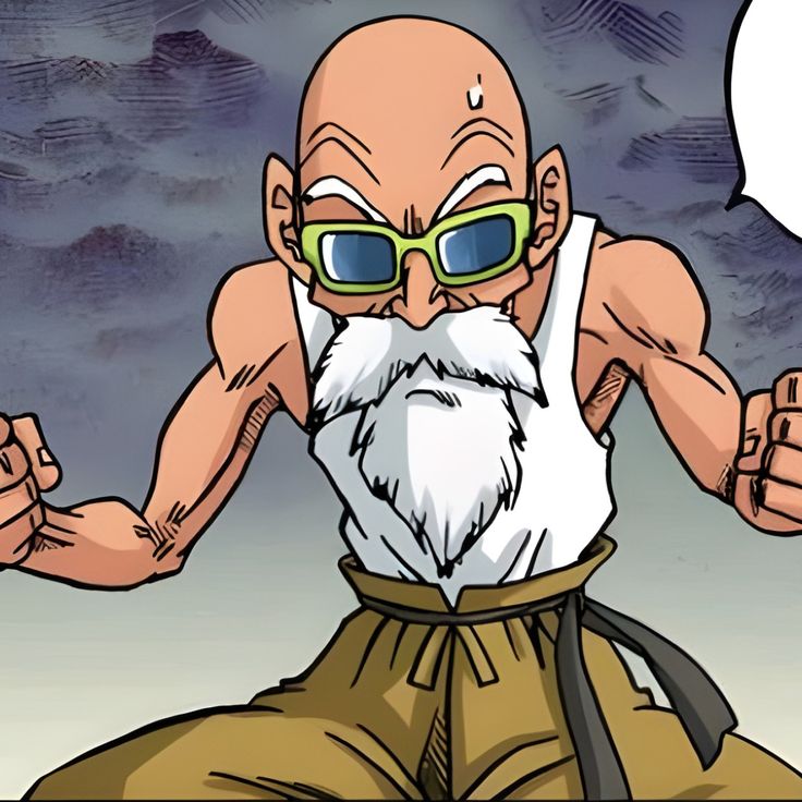 an animated image of a bald man with sunglasses on his head and arms stretched out