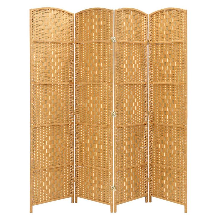 a room divider made out of wicker with four sections on each side and one section