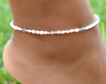 Beach Wedding Casual, Blue Bridal Jewelry, Blue Anklet, Bridal Anklet, Wedding Anklets, Ankle Bracelets Diy, Something Blue Bridal, Wedding Casual, Beautiful Anklet