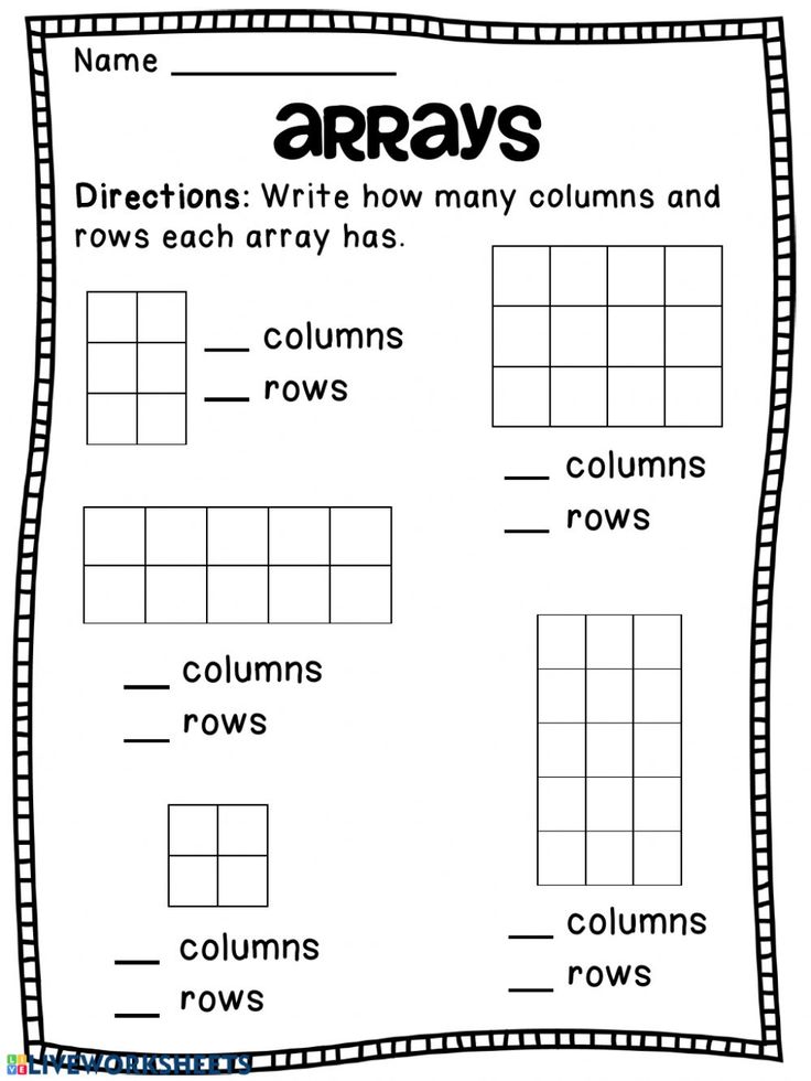 the worksheet for an array to help students learn how to write and graph numbers