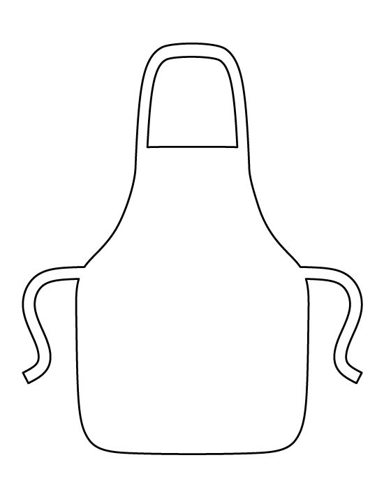 a line drawing of an apron with straps on the front and back, in black and white