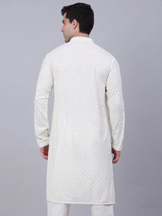 Colour: White Geometric woven design Shirt collar Long, regular sleeves Beads and stones detail Above knee Machine weave regular cotton Material & Care 100% CottonHand wash Dispatch within 7 days Cotton Kurta With Geometric Embroidery And Long Sleeves, Long Sleeve Cotton Kurta With Geometric Embroidery, Elegant Long Sleeve Kurta With Geometric Embroidery, Long Cotton Traditional Wear For Festive Occasions, White Cotton Traditional Wear With Woven Motifs, Fitted Traditional Wear With Pearl Embroidery And Long Sleeves, Cotton Kurta With Geometric Embroidery For Eid, Long Sleeve Kurta With Geometric Embroidery, White Cotton Traditional Wear With Long Sleeves