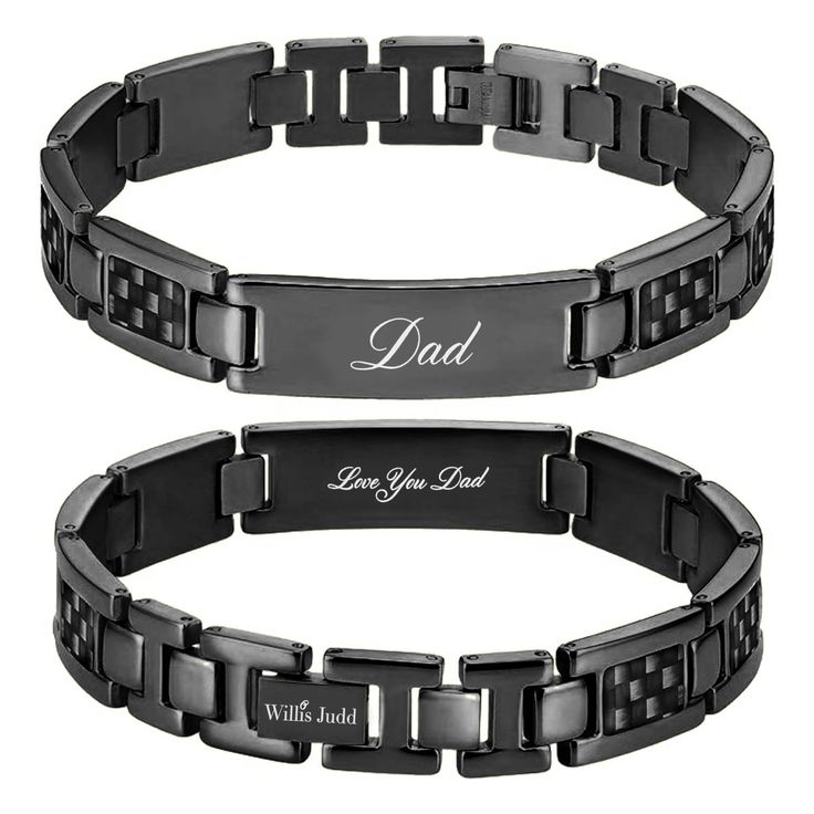 PRICES MAY VARY. Gift For Dad Engraved Dad on the front, and Love You Dad on the back of the bracelet. Great for Fathers Day, Birthdays, Christmas and any other special occasion 8.5 INCH LONG /.47 INCH WIDE with free size adjusting tool included with this bracelet allowing you to easily adjust the size of the bracelet at home so it always fits your wrist perfectly. An easy to follow Instructional video link is also provided! PURE TITANIUM with BLACK IP PLATING & 100% HYPOALLERGENIC! Titanium is Engraved Black Bracelets For Anniversary, Personalized Black Jewelry For Father's Day, Black Jewelry For Father's Day Personalized Gift, Black Stainless Steel Jewelry For Anniversary, Black Stainless Steel Bracelet For Valentine's Day, Black Stainless Steel Bracelets For Valentine's Day, Valentine's Day Black Stainless Steel Bracelets, Black Laser Engraved Jewelry For Father's Day, Father's Day Black Laser Engraved Jewelry