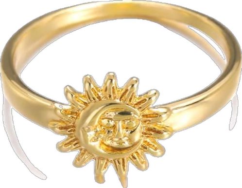 Celestial Sun Design Round Jewelry, Adjustable Celestial Jewelry With Sun Design, Adjustable Celestial Sun Design Jewelry, Celestial Sun And Moon Jewelry, Adjustable Ring With Sun And Moon Design, Adjustable Sun And Moon Design Rings, Celestial Jewelry With Sun And Moon Designs, Spiritual Open Ring With Sun And Moon Design, Mystical Moon-shaped Gold Rings