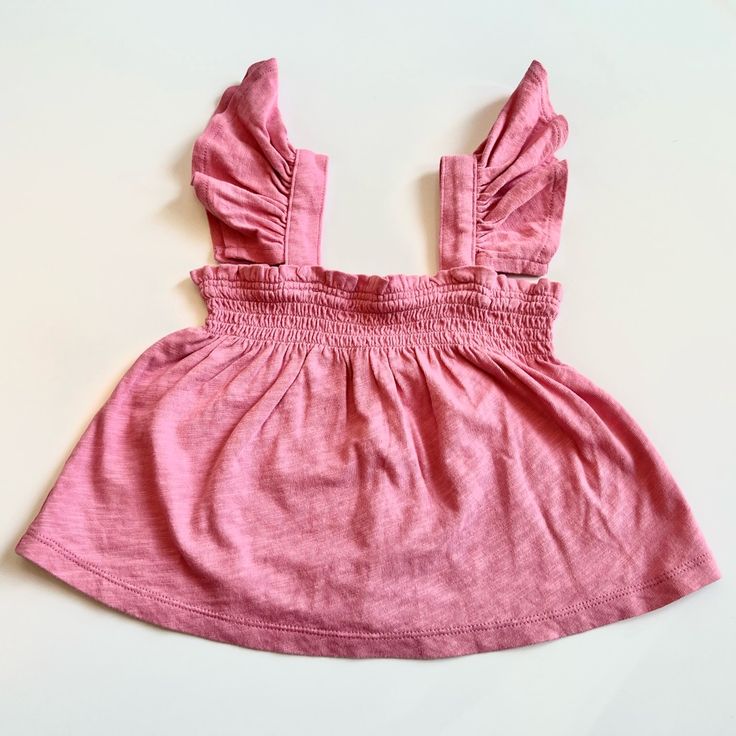 Nwt Pink Girls Crewcuts Tank Top With Ruffle Sleeves. Size Xs 4-5. From A Pet Free And Smoke Free Home Playful Solid Color Tops For Playwear, Stretch Solid Tops For Playwear, Solid Stretch Tops For Playwear, Stretch Tops For Playwear, Playful Ruffle Tops For Playwear, Playful Ruffled Tops For Playwear, Pink Tops For Playwear In Spring, Cute Casual Cotton Tops, Cute Pink Top For Playdate