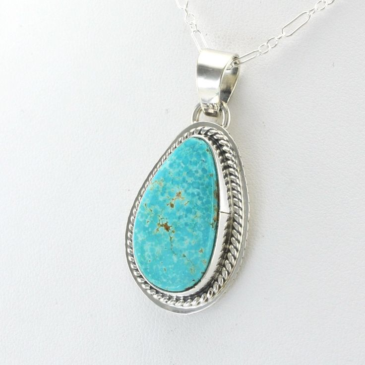 Alt View Silver Kingman Turquoise Tear Pendant Turquoise Gem, Southwestern Jewelry, Kingman Turquoise, Turquoise Pendant, Handmade Pendant, Handmade Pendants, Turquoise Jewelry, Jewelry Trends, Turquoise Necklace