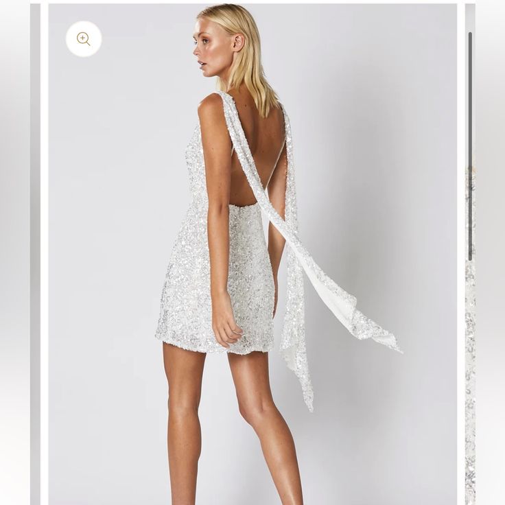 Step Into Cocktail Party Heaven With This Dazzling White Mini Sequin Dress. Perfect For Your Next Birthday, Engagement, Or Any Special Event! New With Tags - **Features:** - Deep V Front - Open Low Back - Adjustable Straps With Draped Sash Detailing - Relaxed Hem This Dream Cocktail Dress Combines Elegance And Allure, Ensuring You Stand Out At Any Gathering. **Questions?** Leave A Comment Below! White Fitted Sequin Dress For Gala, White Sleeveless Backless Cocktail Dress, Sequin Mini Dress For Wedding, Sleeveless White Sequin Dress For Gala, Sleeveless White Sequin Wedding Dress, White Sleeveless Sequin Dress For Wedding, White Sleeveless Sequin Wedding Dress, White Cocktail Dress For Party Season, White Sequin Wedding Dress For Spring