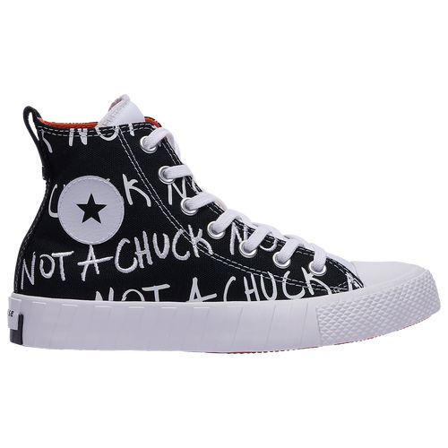 Classic Chuck Taylor style comes with a bit of a twist. The off-centered Converse license plate on the heel and the "Not a Chuck" repeated text add whimsy. Canvas upper and rubber outsole gives it that timeless look and feel. . Converse UNT1TL3D High Top - Boys' Grade School Casual Basketball Shoes. Converse Unt1tl3d High Top, Chuck Taylor Style, Converse Comme Des Garcons, Hi Boy, Grade School, School Shoes, Latest Shoes, Boys Top, Converse High Top Sneaker