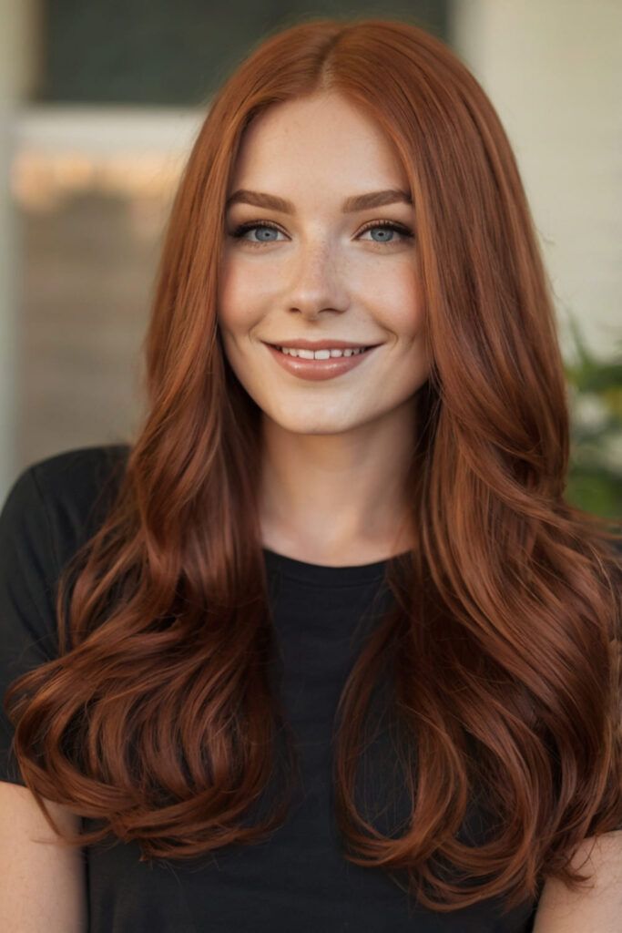 35 Copper Hair Color Ideas: Discover the Warmth and Vibrancy Auburn Hair Color Green Eyes, Vibrant Copper Red Hair, Darker Copper Hair, Red Cinnamon Hair Color, Deep Auburn Hair Color With Highlights, Brunette To Redhead, Cool Copper Hair Color, Copper Hair Hazel Eyes, Chocolate Copper Hair Color