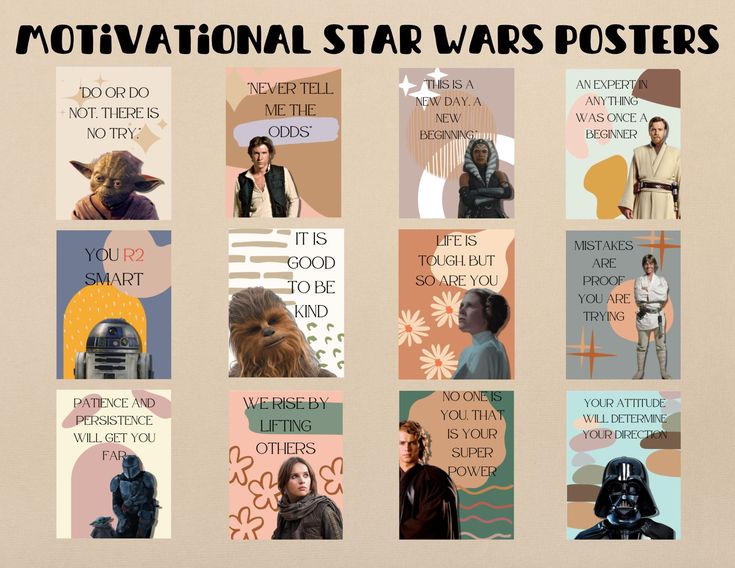 the star wars posters have different characters on them