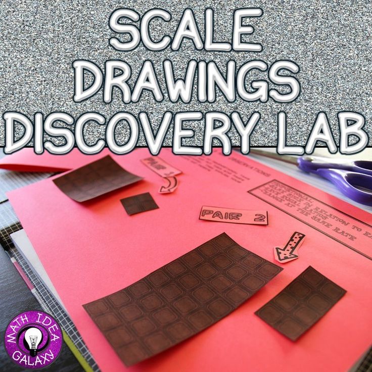 some pieces of brown paper on top of a pink piece of paper with the words scale drawings discovery lab