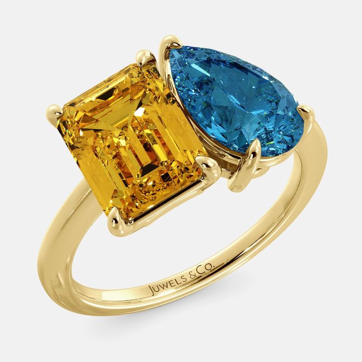 November Birthstone Ring; Juwels & Co. Gemini Ring, Gemini Birthstone, November Birthstone Ring, December Birthstone Ring, October Birthstone Rings, Yellow Gemstones, Heart Shaped Diamond, Citrine Gemstone, Blue Gemstones