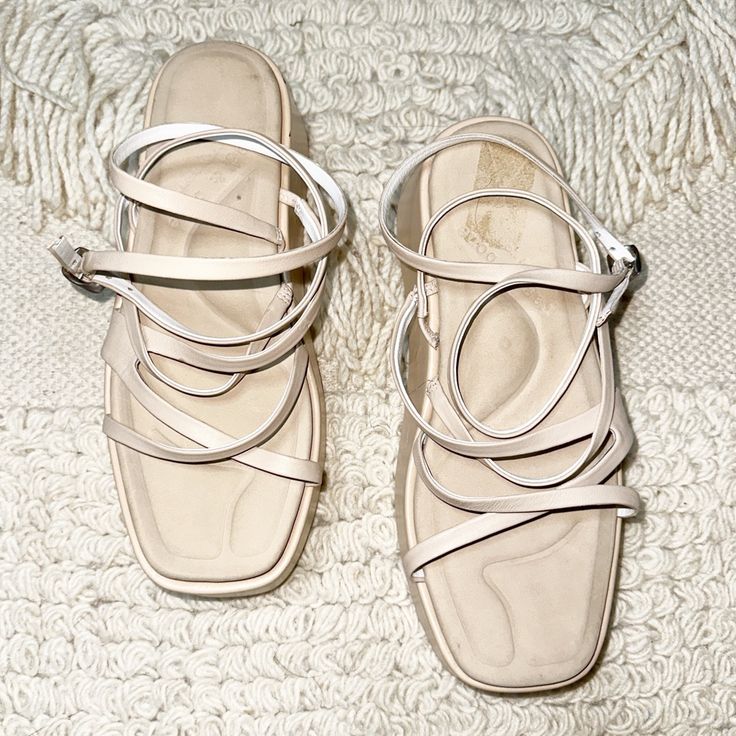 Rag And Bone Logan Sandals. Cream Platform Soles. Strappy With Ankle Wrap Straps. Open Toe. Cushioned Footbed. Leather. Buckle Closure. Condition: Brand New Without Tags. Minor "Wear" From Being Tried On In Store. One Strap Needs To Be Reinforced At The Footbed. See Photos Carefully. Bone Shoes, Ankle Wrap Sandals, Wrap Sandals, Ankle Wrap, Rag And Bone, Leather Buckle, Rag & Bone, Women's Shoes Sandals, Open Toe