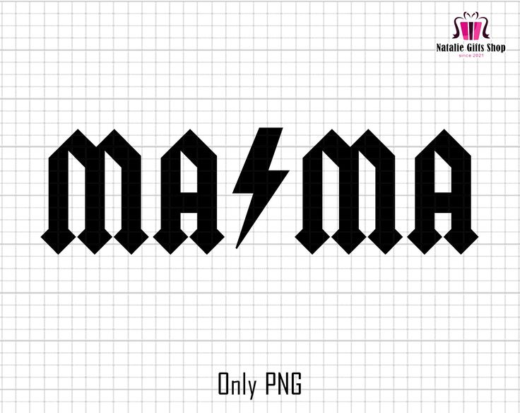 the word'ma'in black and white with a lightning bolt on top of it