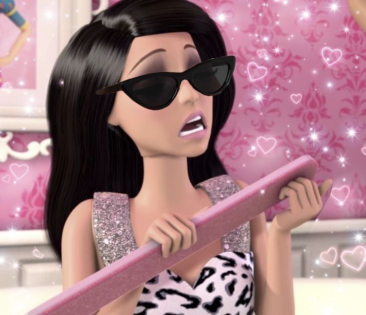 a woman in sunglasses holding a pink object