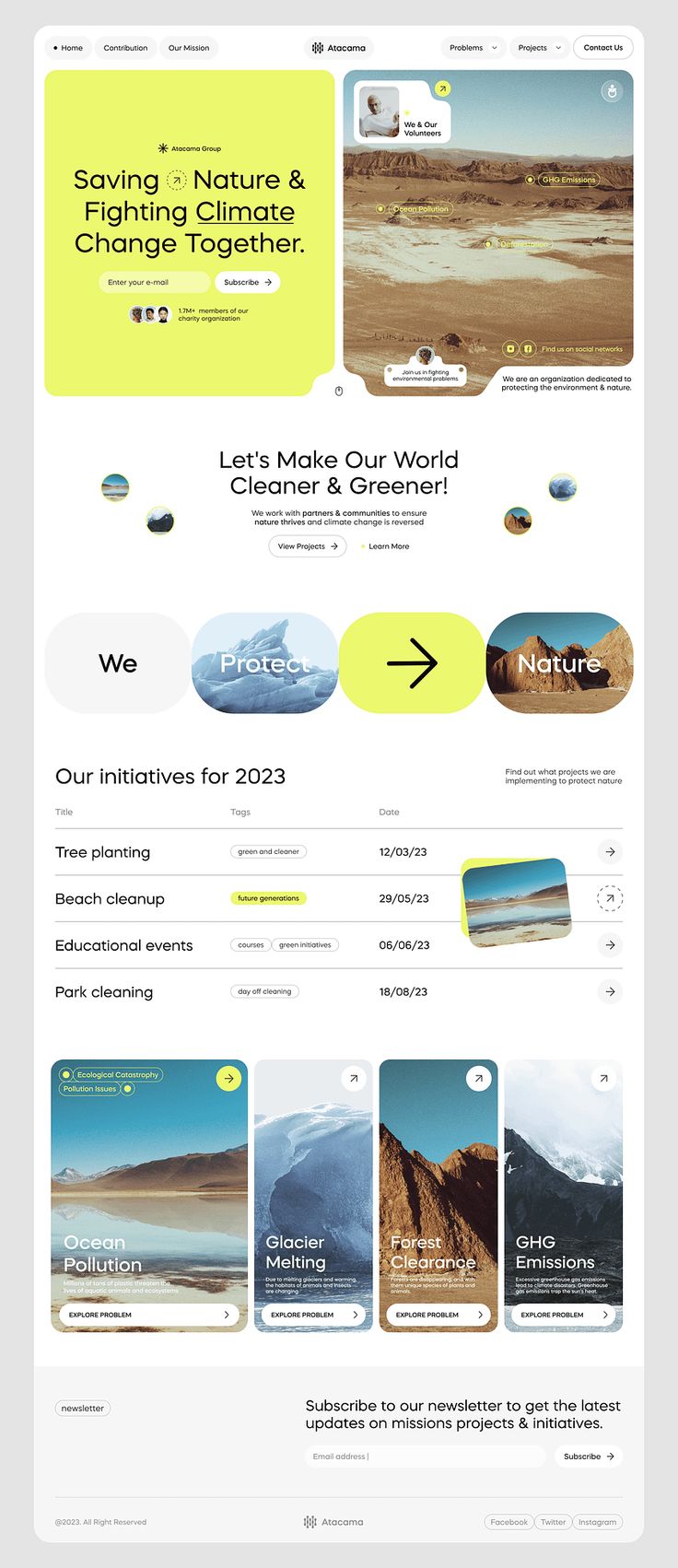 the landing page for an eco - friendly website, which is designed to look like it has