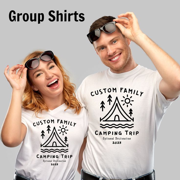 Looking for a comfortable and customizable t-shirt for your next family camping trip? Look no further than our Family Camping T-Shirt! Made from high-quality materials, this t-shirt comes in six different colors, including White, Military Green, Sport Grey, Azalea, Sapphire, and Sand.  Each shirt can be personalized to include your family's name and the special destination (optional), making it the perfect way to commemorate your camping trip. Whether you're exploring the great outdoors or just lounging around the campfire, this shirt is sure to keep you comfortable and stylish. So why wait? Order your Family Camping T-Shirt today and get ready to make memories that will last a lifetime! The unisex heavy cotton tee is the basic staple of any wardrobe. It is the foundation upon which casual White Short Sleeve Shirt For Outdoor Activities, White Pre-shrunk Shirt For Outdoor, Short Sleeve Shirt With Custom Print For Outdoor, White Relaxed Fit T-shirt For Outdoor Activities, White Graphic Tee For Outdoor Activities, Custom Print Short Sleeve Top For Outdoor, Outdoor Short Sleeve Tops With Custom Print, White Pre-shrunk Tops For Outdoor Activities, White Short Sleeve Shirt For Adventure