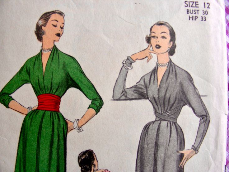 "Advance 6205; ca. 1952; Misses' Dress FABULOUS ORIGINAL SEWING PATTERN  Pattern is complete with UNCUT, UNPRINTED pattern pieces and instructions. Not sure if pattern pieces have been used, or just unfolded. Size 12; BUST 30\"; HIPS 33\"  The pattern envelope is in good vintage condition with some wear...SEE PHOTO'S !! 09/23" Fitted 1950s V-neck Dress, Vintage V-neck Dress For Vintage Events, Vintage V-neck Dresses For Vintage Events, Vintage V-neck Dress For Vintage Fashion, 50s Patterns, Advance Patterns, Clothing Designs, Pattern Pieces, Cocktail Evening Dresses