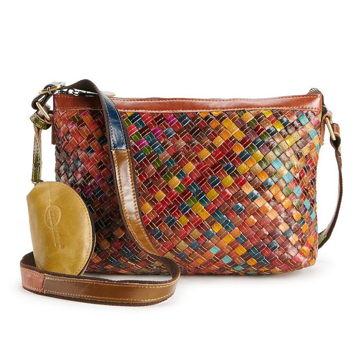 This AmeriLeather Stella slim shoulder bag showcases a colorful woven design that you're sure to love showing off. This AmeriLeather Stella slim shoulder bag showcases a colorful woven design that you're sure to love showing off. Dimensions: 11 in. L x 10 in. H x 3.5 in. W Zipper closure Adjustable crossbody shoulder strap Shoulder strap length: up to 55 in. Exterior: 1 zip pocket Interior: 1 zip pocket and 2 slip pockets Removable coin pouch Gold-tone hardware adds a signature look Water resist Indian Purse, October 3rd, Color Rainbow, Woven Design, Signature Look, How To Show Love, Coin Pouch, Louis Vuitton Bag Neverfull, Chic Decor