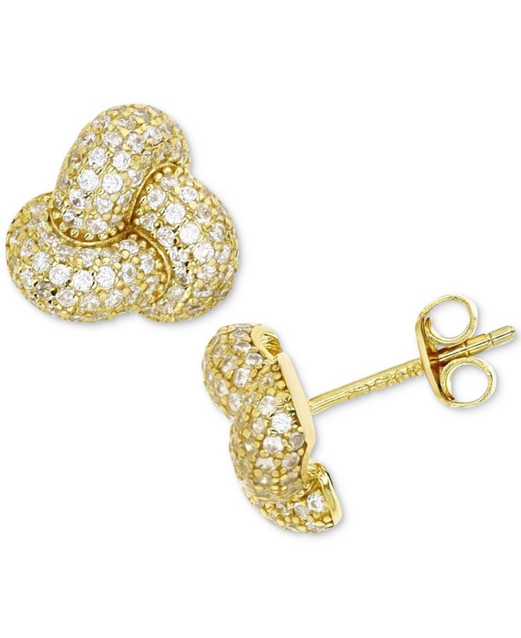 in stock Knot Stud Earrings, Knot Studs, Love Knot, Gold Plated Sterling Silver, Silver Gold, Cubic Zirconia, Knot, Gold Plate, In Store