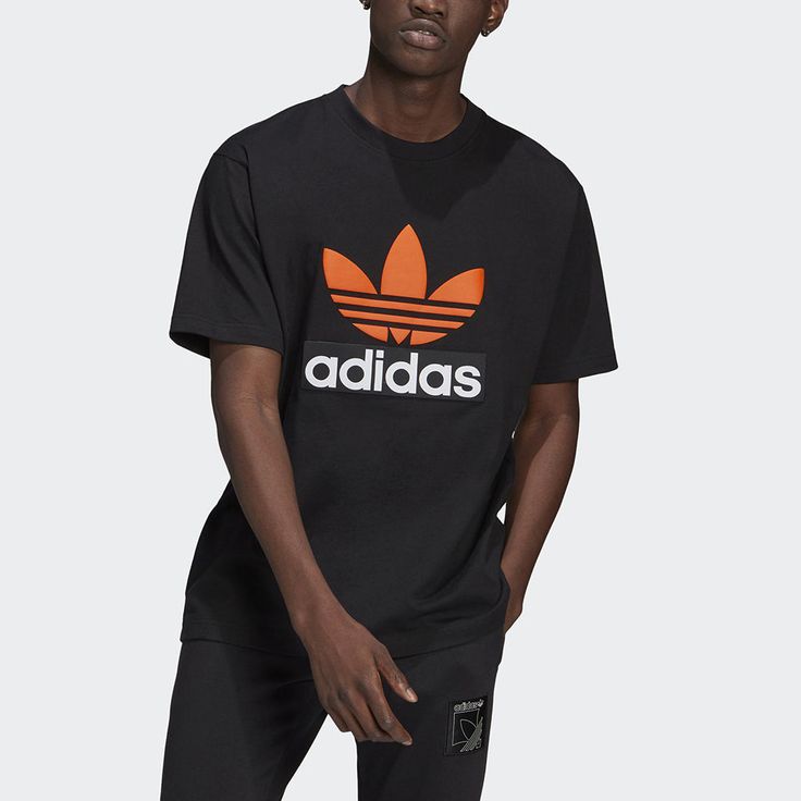 adidas originals Logo Round Neck Short Sleeve Tee For Men Black H09347 (Men's/Casual/Velcro/Gift to Boyfriend) Black Cotton Sportswear T-shirt, Sportswear Crew Neck Tops With Logo, Black Crew Neck Sportswear T-shirt, Casual Black T-shirt With Three Stripes, Adidas Three Stripes Streetwear Top, Adidas Three Stripes Tops For Streetwear, Adidas Streetwear Tops With Three Stripes Branding, Adidas Tops With Three Stripes For Streetwear, Black Sportswear T-shirt With Graphic Print