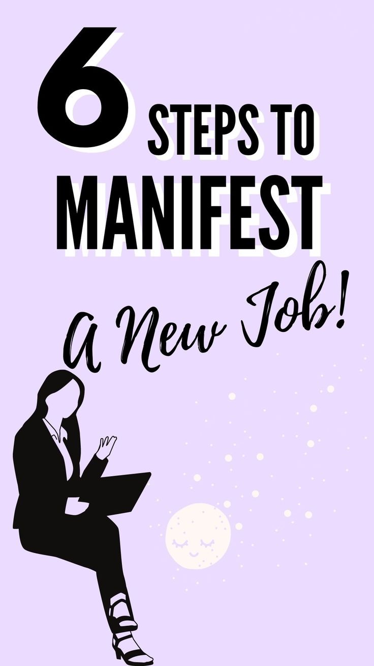 a man sitting on top of a chair with the words 6 steps to manifest a new job