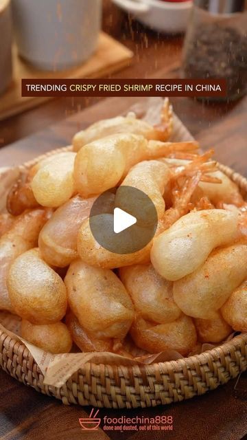 the video shows how to make fried shrimp dumps in china, as well as other foods