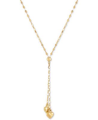 Macy's Double Heart 18" Lariat Necklace in 10k Gold & Reviews - Necklaces - Jewelry & Watches - Macy's Necklace Stacks, Macys Jewelry, Gold Long Necklace, Gold Jewelry Necklace, Gold Heart Necklace, Necklaces Jewelry, Double Heart, Lariat Necklace, Gold Heart