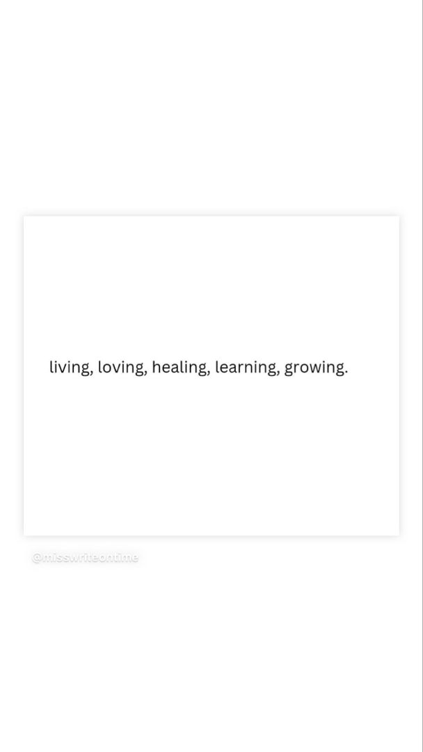 the words living, loving, nesting, learning growing are displayed in black and white