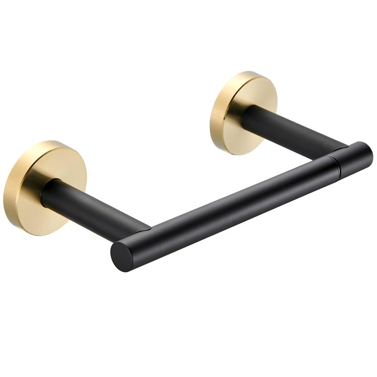 two black and gold toilet paper holders