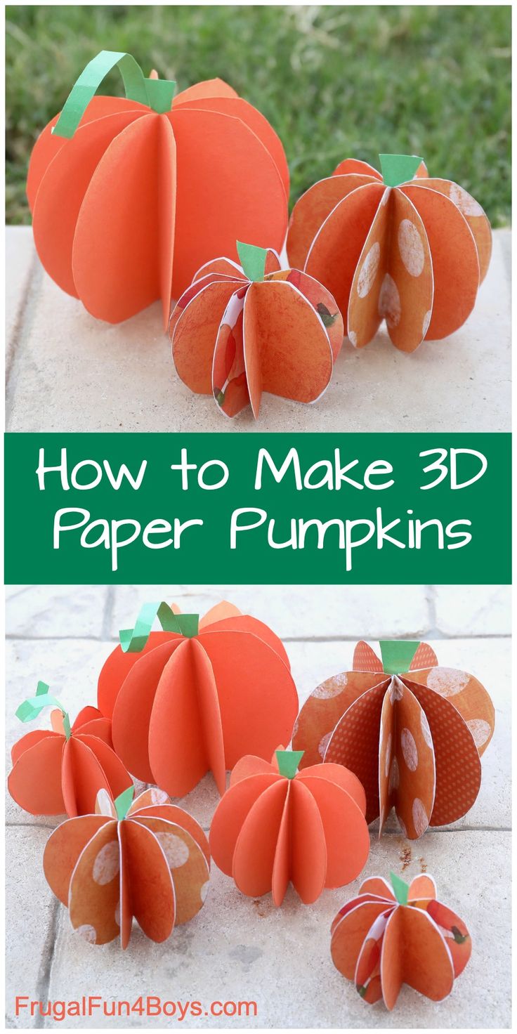 3d Paper Pumpkin, Halloween Bricolage, Pumpkin Templates, Paper Pumpkin Craft, Fall Paper Crafts, Easy Pumpkin Carving, Paper Pumpkins, Pumpkin Template, Fun Fall Crafts