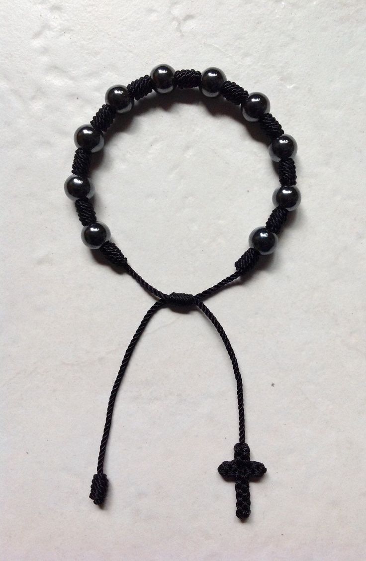 Made of hematite beads of 8mm, strong resistant material we have in black and red yarn, its $6.00 each bracelet and this is perfect for praying on the go. Celebrity Bracelets, Catholic Bracelet, Kabbalah Bracelet, Crystal Earrings Wedding, Halloween Bracelet, Catholic Jewelry, Black Bracelet, Red Yarn, Magical Jewelry