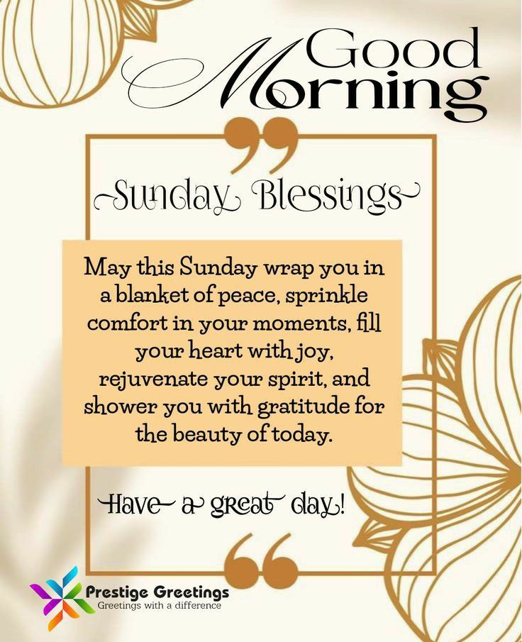 a good morning card with the words sunday blessing