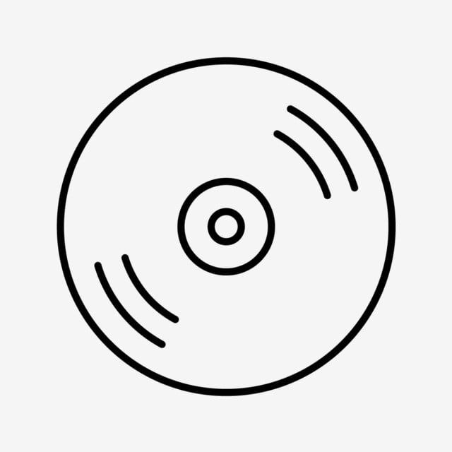 a black and white line drawing of a vinyl record