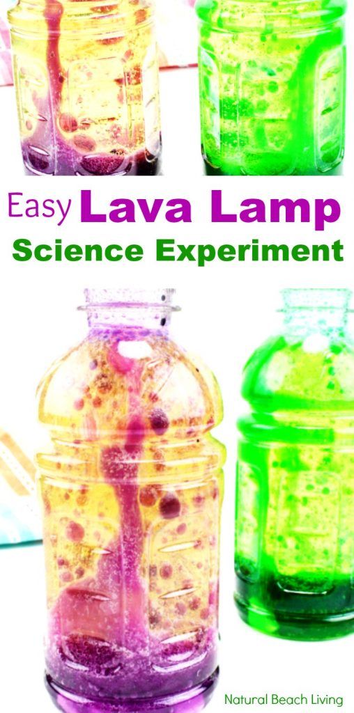 the cover of easy lava lamp science experiment is shown in three different colors and sizes