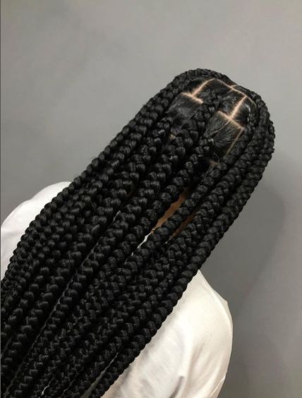 Big Squares Jumbo Box Braids Knotless Braids Big Size, Black Jumbo Braids, 4 Jumbo Box Braids, Thick Braids For Black Women, Hairstyles Jumbo Braids, Big Box Braids Jumbo, Big Braids For Black Women, Jumbo Braids For Black Women, 6 Jumbo Box Braids