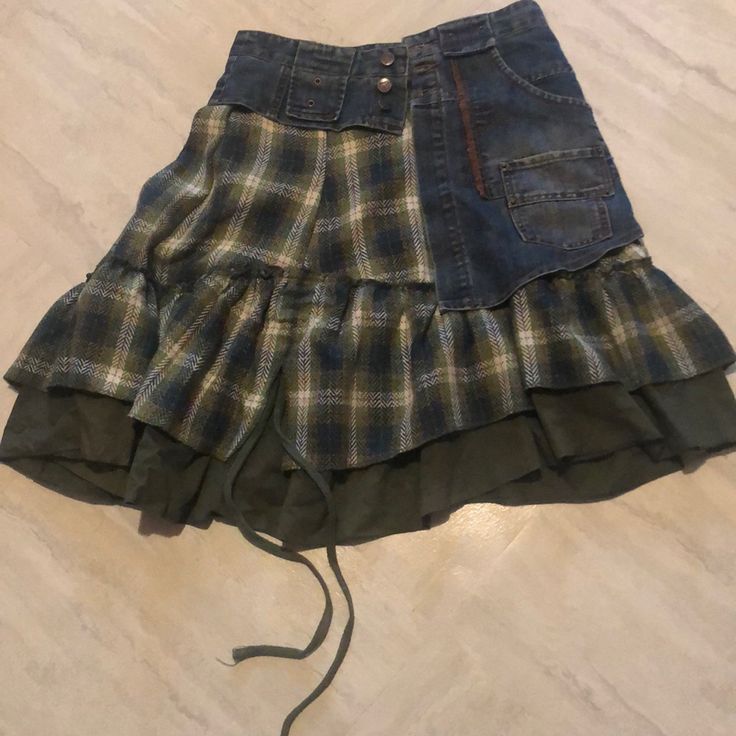 Never Worn Denim Skirt, Size Says Small However It Fits More Like A Medium. Plad Skirts, Patchy Clothes, Cute Denim Skirt Outfits, Denim Skirt Aesthetic, Patch Work Skirt, Long Jean Skirts, Custom Skirts, Fun Skirts, Skirt Over Jeans