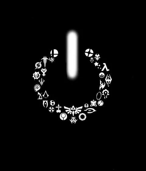 the letter u made up of various symbols in white on a black background with an arrow