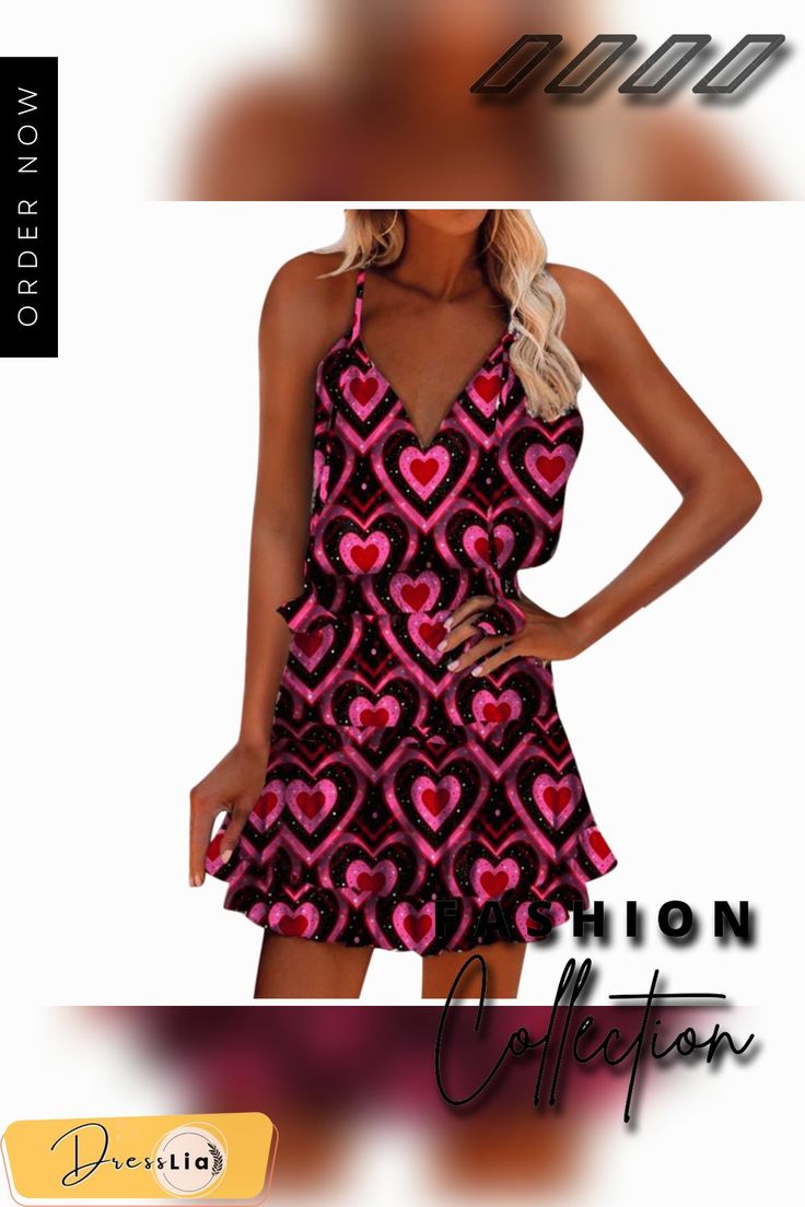 Fashion Short V-neck Pullover Print Sling Dress V-neck Sundress For Night Out, Spring V-neck Sundress Halter Dress, Pink V-neck Halter Dress For Date Night, Pink V-neck Halter Dress For Night Out, Pink V-neck Suspender Dress For Spring, Black V-neck Suspender Dress For Spring, Pink V-neck Suspender Dress For Summer, Spring Sundress Halter Dress With V-neck, Spring Sundress Halter V-neck Dress