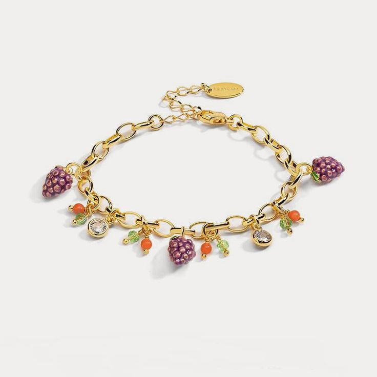 Fruit Bracelet is on sale on Selenichast jewelry store where sells lots of enamel jewelry and gold jewelry. This bracelet is a 18k gold chain with some fruit pendants that you can choose. Enamel Charms Bracelet, Enamel Charms Bracelets For Gift, Gold Charm Bracelet With Jewels For Gift, Gold Enamel Bracelets With Charms, Gold Enamel Bracelet With Charms, Enamel Bracelet Jewelry Gift, Gold-plated Jeweled Bracelet, Gold Plated Jeweled Bracelets For Gifts, Gold Plated Jeweled Bracelet