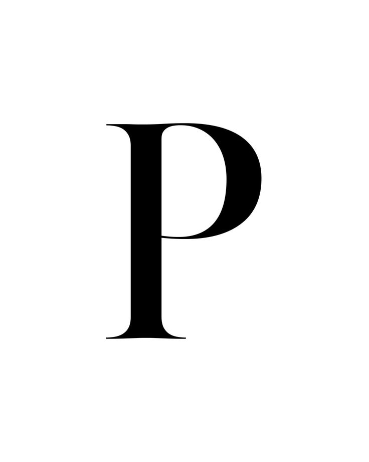 the letter p is shown in black and white