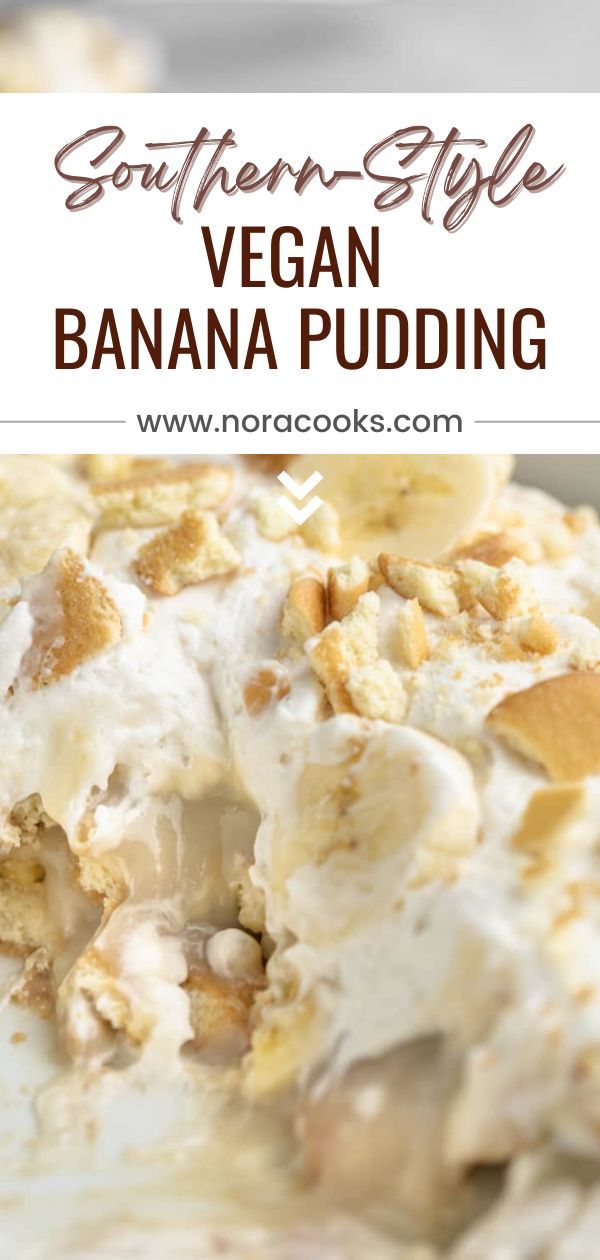 a close up of a banana pudding on a plate with the title text above it