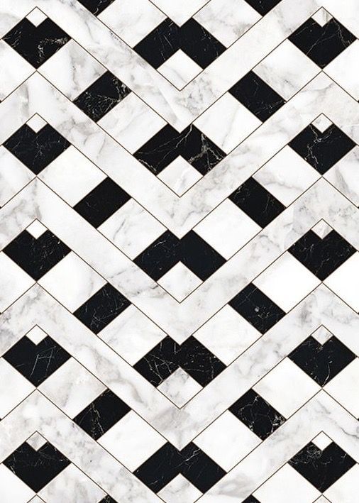 a black and white checkered marble tile pattern